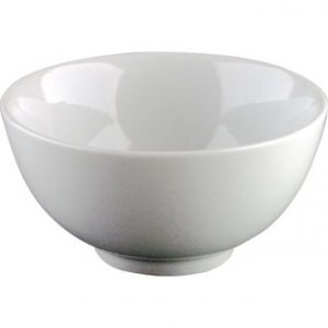 White china rice bowl