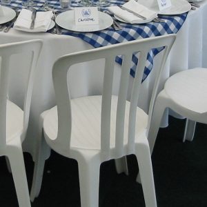 White plastic bistro garden outdoor chair