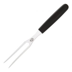 Carving fork with black plastic handle
