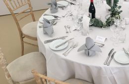 Classic wedding with white and pebble grey linen, Verdi cutlery, Reserva glassware and Classic white crockery