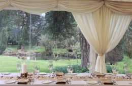 Spring table layout with Arabian Sand linen