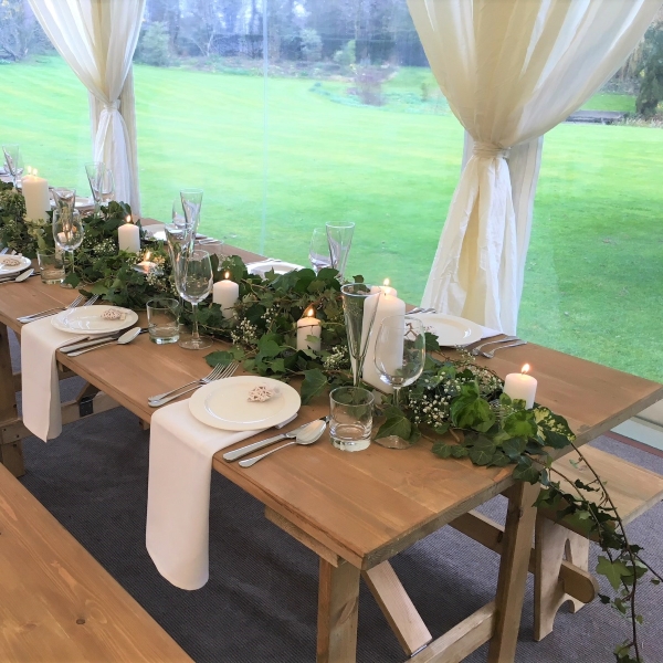 Rustic Trestle 3 Handmade 3ft wide rustic dining trestle with rustic wooden benches